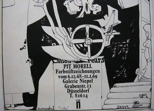 Pit Morell (1939) Farbstiftzeichnungen Plakat Galerie Niepel 1968 signiert