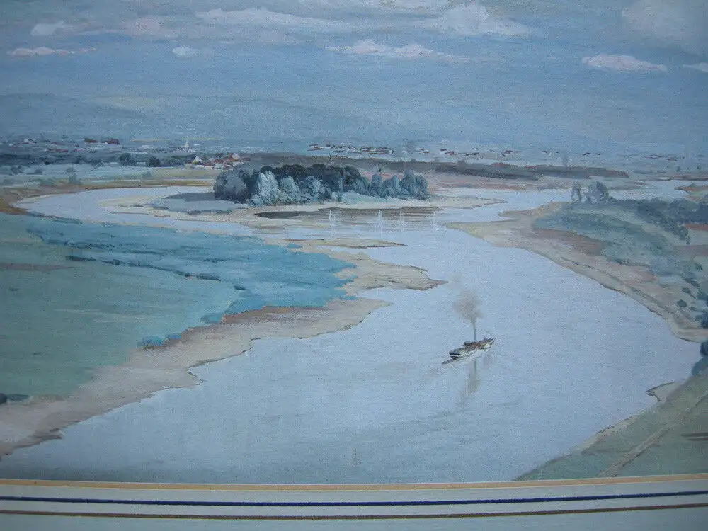 Friedrich Arnold (1831-1862) Scharfenberg Dresden Orig Aquarell sign 1850 Rahmen 2