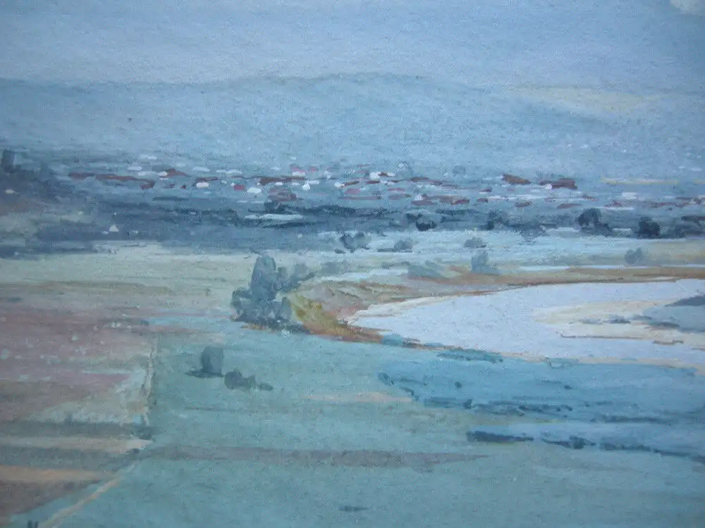 Friedrich Arnold (1831-1862) Scharfenberg Dresden Orig Aquarell sign 1850 Rahmen 3