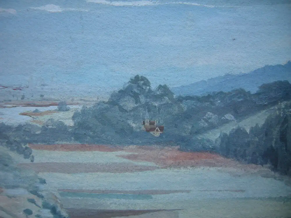 Friedrich Arnold (1831-1862) Scharfenberg Dresden Orig Aquarell sign 1850 Rahmen 4