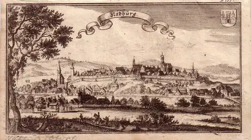 Nabburg Oberpfalz Merian 1644 Kupferstich Gesamtansicht