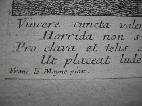 Omphale und Herkules Mythologe Orig Radierung Grophius nach Le Moyne 1750