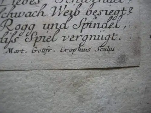 Omphale und Herkules Mythologe Orig Radierung Grophius nach Le Moyne 1750