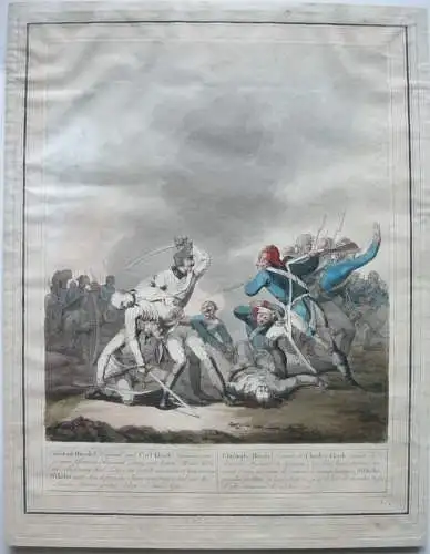 Heldentaten Österreichische Armee Napoleon kolor Kupferstich 1793 Kininger