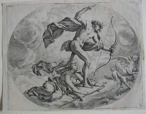 Simon Vouet (1590-1649) Apollo und Diana Orig. Radierung 1629/1640 Mythologie