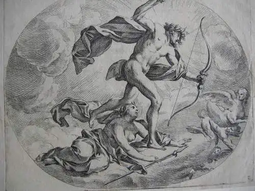 Simon Vouet (1590-1649) Apollo und Diana Orig. Radierung 1629/1640 Mythologie