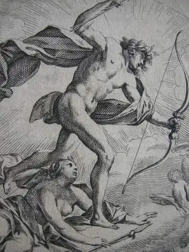 Simon Vouet (1590-1649) Apollo und Diana Orig. Radierung 1629/1640 Mythologie