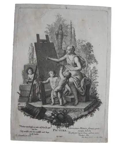 Pictura Allegorie auf die Malerei Orig Kupferstich nach Gragnuola 1780 Künste