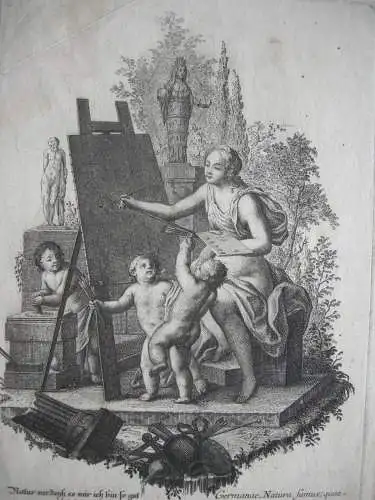 Pictura Allegorie auf die Malerei Orig Kupferstich nach Gragnuola 1780 Künste