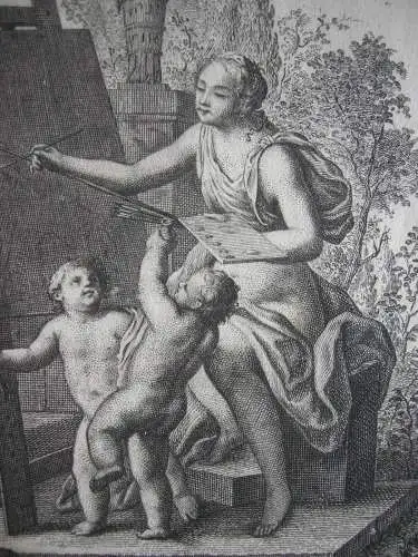 Pictura Allegorie auf die Malerei Orig Kupferstich nach Gragnuola 1780 Künste