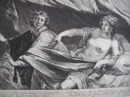 Cornelis II Bloemaert (1603-1684) Joseph und Potiphars Weib Orig Kupferstich