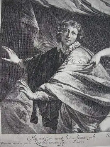 Cornelis II Bloemaert (1603-1684) Joseph und Potiphars Weib Orig Kupferstich