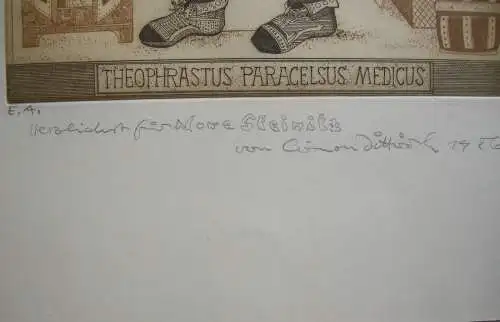 Simon Dittrich (1940) Theophrastus Medicus Orig. Radierung 1986 signiert  Probe