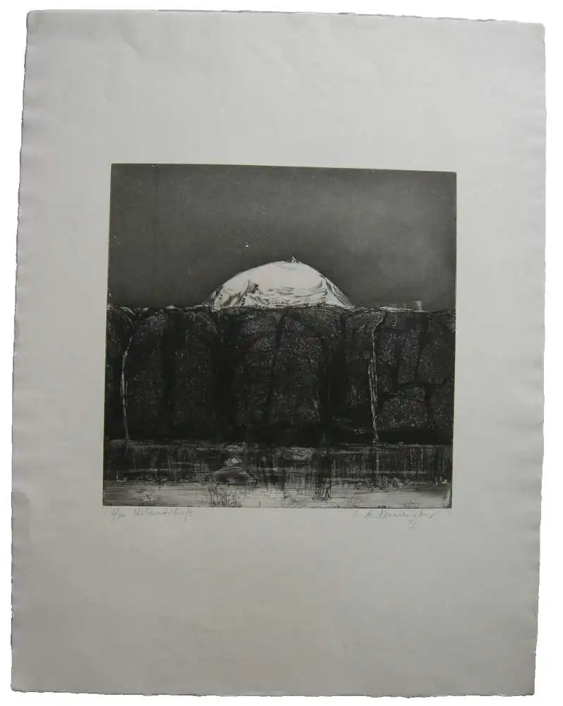 Wolfgang Werkmeister (1941) Urlandschaft Orig. Radierung 1973 signiert 6/70 0
