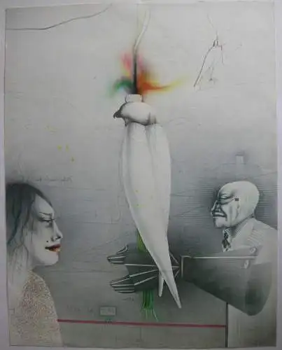 Paul Wunderlich (1927-2010)  Falkenstrauß Orig Lithografie 1974 signiert