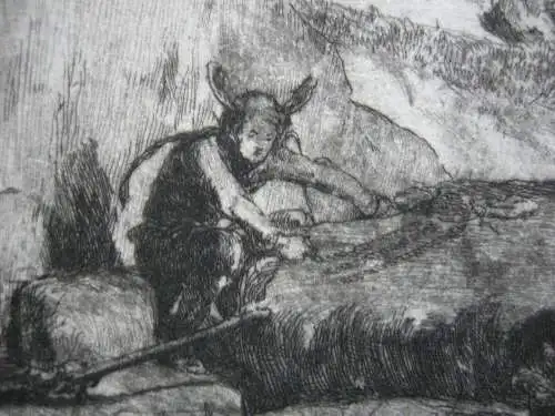 Max Klinger (1857-1920) Simplicissimus Waldeinöde 1881 Radierung Symbolismus