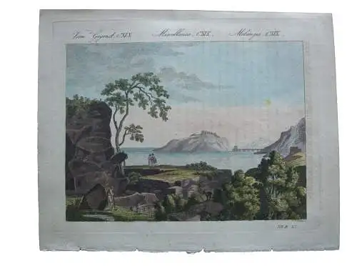 Antike Cyklopen-Mauern Altertum Griechenland  Kol Kupferstich Bertuch 1800