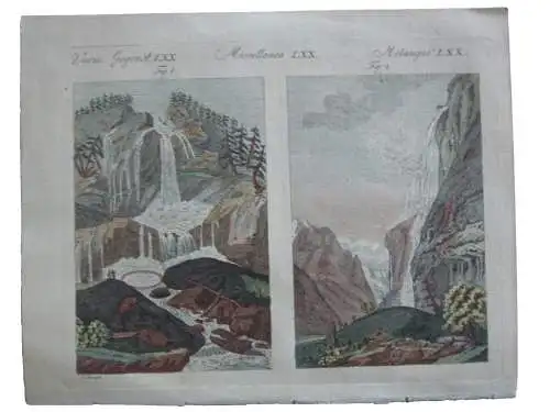 Staubbach Wasserfälle Schweiz Bern Lauterbrunnen  Kol Kupferstich Bertuch 1800