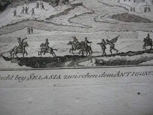 Schlacht bei Sellasia 222 v. Chr Makedonien Sparta Griechenland Kupferstich 1756