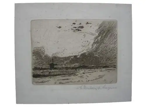 Ant. Derksen van Angeren (1878-1961) In den Polder Orig. Radierung signiert