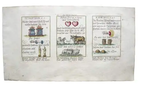Alkolor geistl Emblemkupfer Bodenehr betrübte Herzen Kinder Israels Rebus 1699