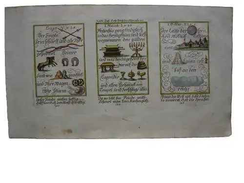 Alkolor geistl Emblemkupfer Bodenehr Pfeile schärfen golden Leuchter Rebus 1699