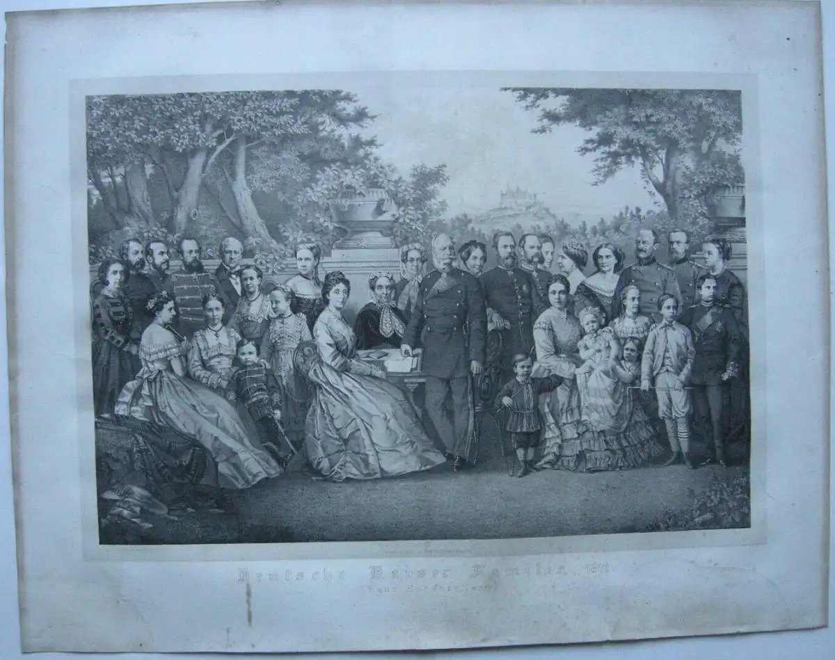 Deutsche Kaiser Familie Hohenzollern 1871 Wilhelm I. Lithographie Tony Avenarius 0