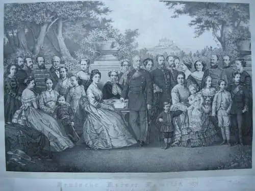 Deutsche Kaiser Familie Hohenzollern 1871 Wilhelm I. Lithographie Tony Avenarius