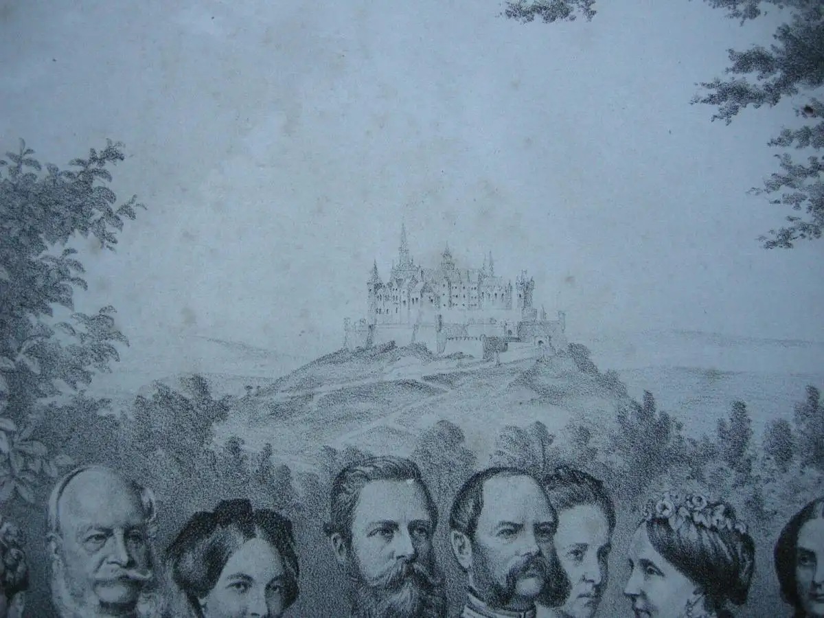 Deutsche Kaiser Familie Hohenzollern 1871 Wilhelm I. Lithographie Tony Avenarius 5