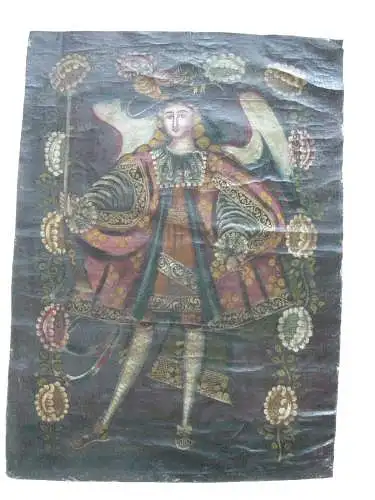 Anonym Engel als Edelmann Öl auf Leinwand Schule con Cusco 18. Jahrh. Volkskunst