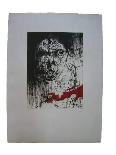 Alessandro Verdi (1960) entstelltes Gesicht Orig. Radierung 1998 signiert 1/50