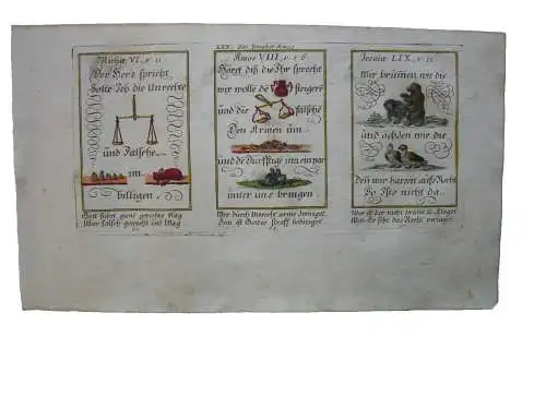 Alkolor geistl Emblemkupfer Bodenehr Waage falsche Gewichte Bären Rebus 1699