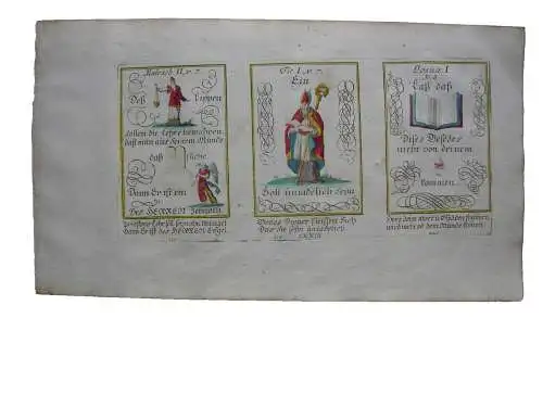 Alkolor geistl Emblemkupfer Bodenehr lass Buch nicht von Lippen Rebus 1699