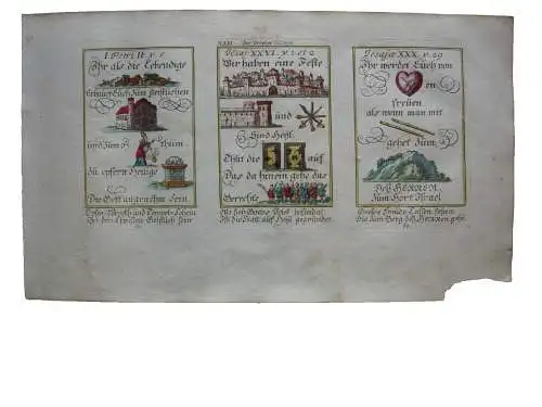 Alkolor geistl Emblemkupfer Bodenehr Opferwerk und Tempelschein Rebus 1699