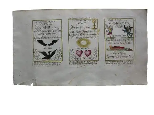 Alkolor geistl Emblemkupfer Bodenehr Erzengel Michael und Teufel Rebus 1699