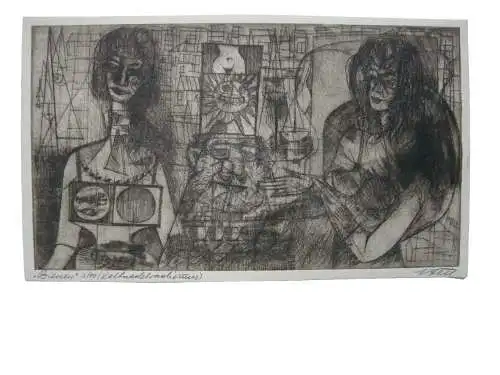 Ludwig Feil (1910-1980) "Bienen" Orig. Radierung signiert 1970 Mannheim 3/10