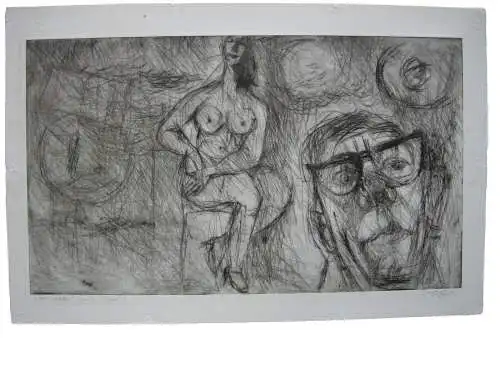 Ludwig Feil (1910-1980) "Der Maler" Orig. Radierung signiert 1970 Mannheim