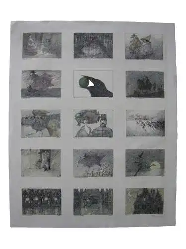 Paul Flora (1922-2009) 15 kleine Werke  Offset 1980 handsigniert