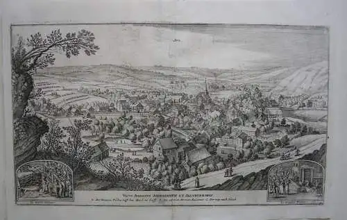 Spa Belgien Belgique Gesamtansicht Vue Panoramique Orig. Radierung 1650 Merian