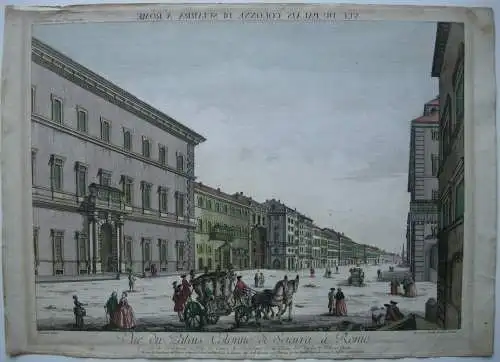 Vue d’optique Guckkastenblatt Rom Palais Colonne di Sciarra kol Kupferst 1750