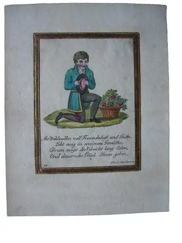 Wiener Freundschaftsbillet kolor Kupferstich 1850 Liber amicorum