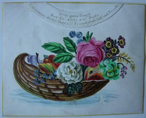 Wiener Billet Glückwunschkarte Lithogr Porzellanpapier 1850 Liber amicorum