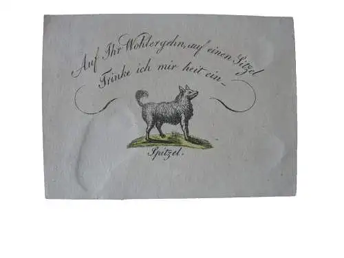 Wiener Billet Freundschaftsbild kolor Kupferstich 1850 Liber amicorum