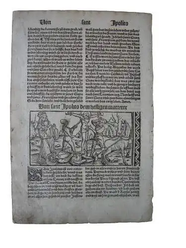 Märtyrium des Hl. Hypolyt von Rom Orig Holzschnitt Postinkunabelblatt 1505