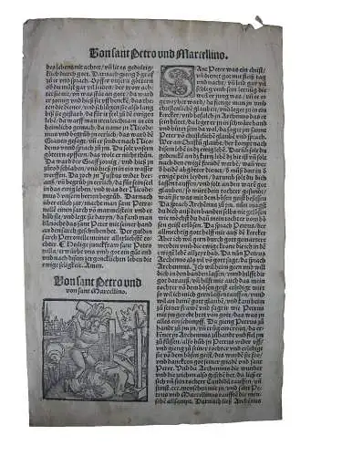 Märtyrium der Hl Petro Marcellino Holzschnitt Postinkunabelblatt 1505 Petronella