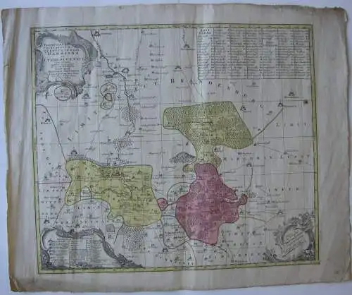 Herrschaft Dahme Jüterbog Brandenburg kolor Kupferstichkarte Seutter 1741
