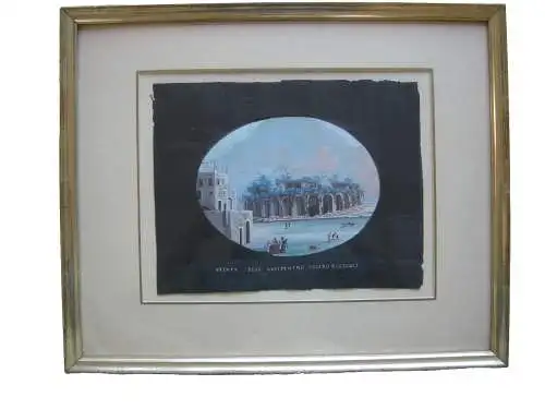 Anfiteatro vicino Pozzuoli Orig. Gouache ca. 1860 Neapel Napoli  Italia