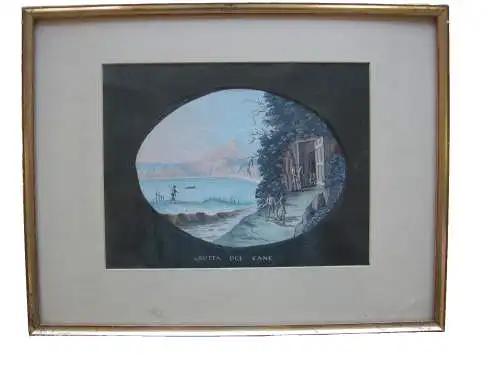 Grotta del Cane Gouache ca. 1860 Neapel Napoli  Italia Hundsgrotte Phlegräische