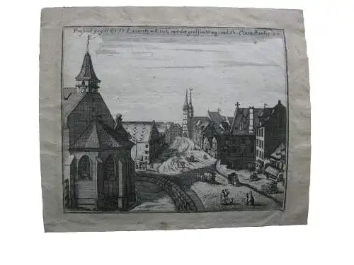 Nürnberg Blick auf Lorenzkirche St. Clara Grosse Wag Orig Kupferstich 1740