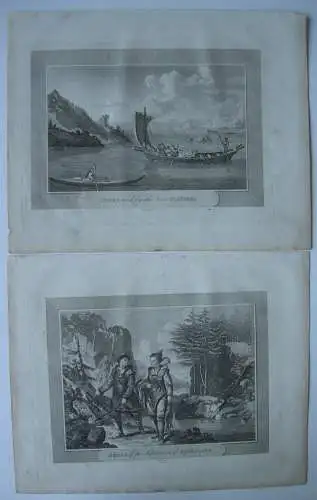 Grönland Greenland Kanus Trachten Trachten Grönländer 2 Kupferstiche 1860